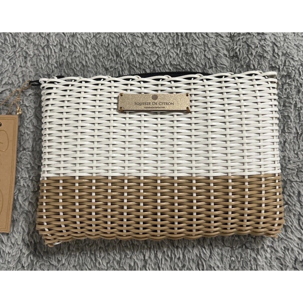 Squeeze De Citron Make Up Bag Boho Beachy Wicker - Picture 2 of 8